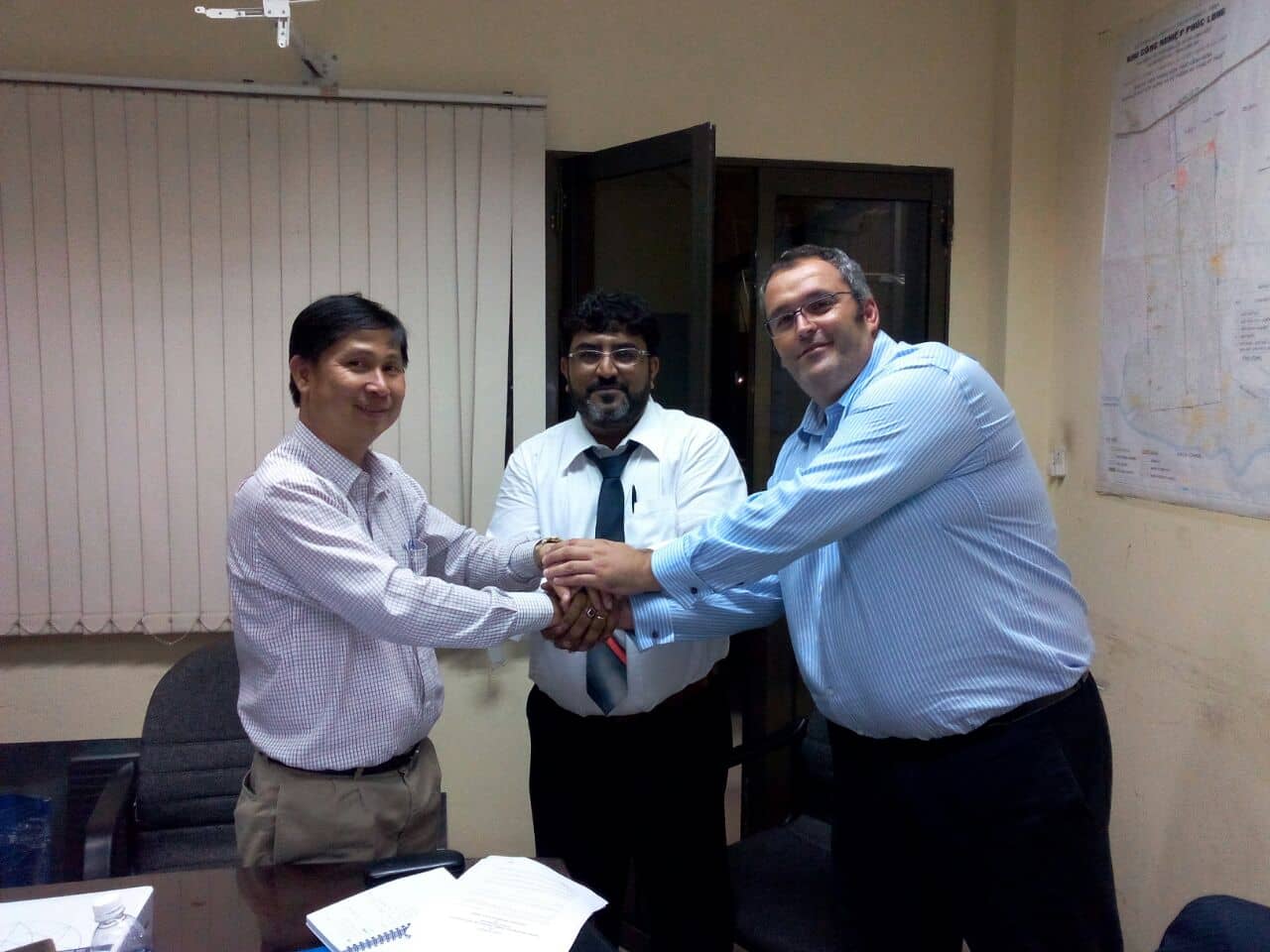 Mr. Mai Tri Hieu (Chairman of TVP) ; Mr. Chatterjee Rajib (Danieli) ; Mr. de Blas Bilbao Joseba Andoni (Vice President IBV Vietnam)  